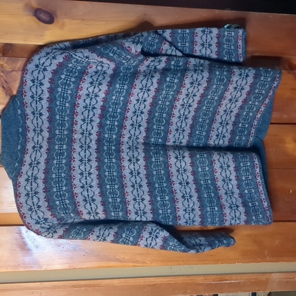 Vintage BLUEBERRY HILL* 100% Shetland Wool patterned button front sweater. - Picture 8 of 15